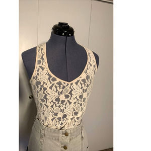 Kimchi Blue Urban Outfitters Sheer Lace Medium Tank Top Cream Scoop Neck XS
